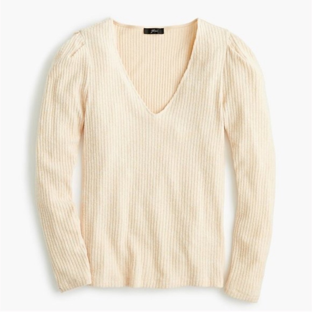 J.Crew Ribbed Puff Sleeve Top - Picture 2 of 10